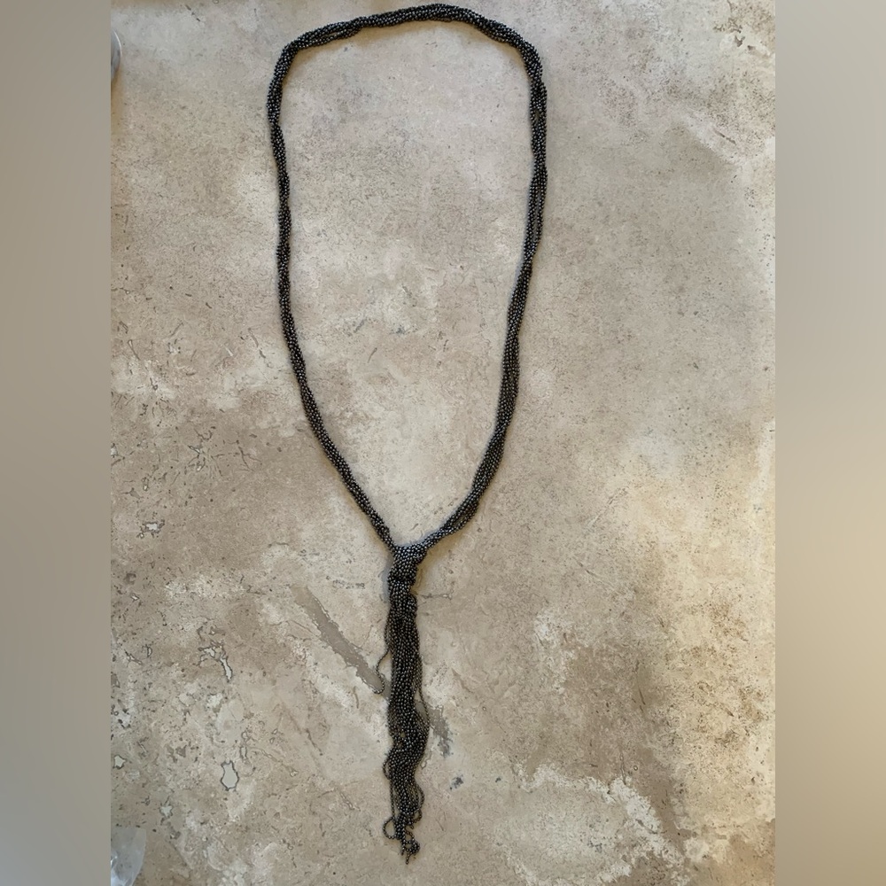 Fashion Jewelry 28” Gunmetal tone Beaded Necklace